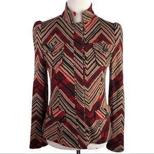 Diane von Furstenberg Chevron Print Wool Blend Blazer Jacket